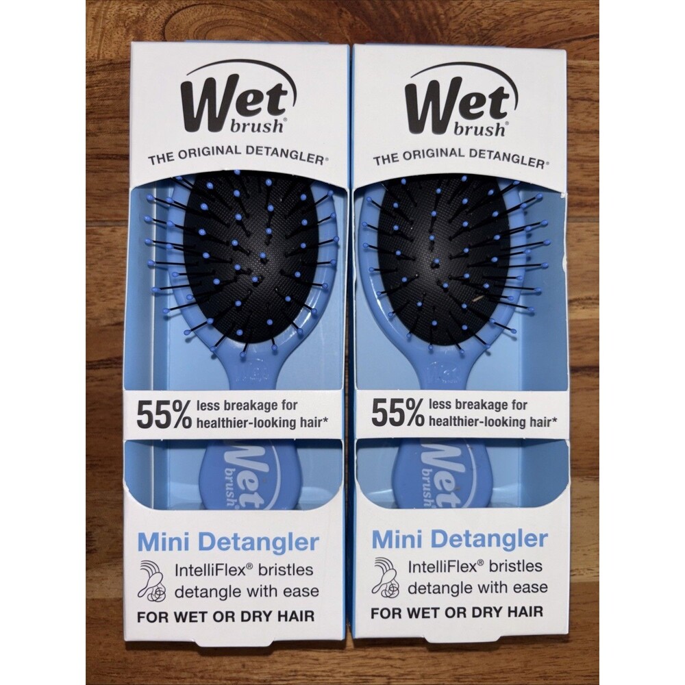 Wet Brush Mini Detangler Hair Brush Set Of 2 Less Pain All Hair Types Blue